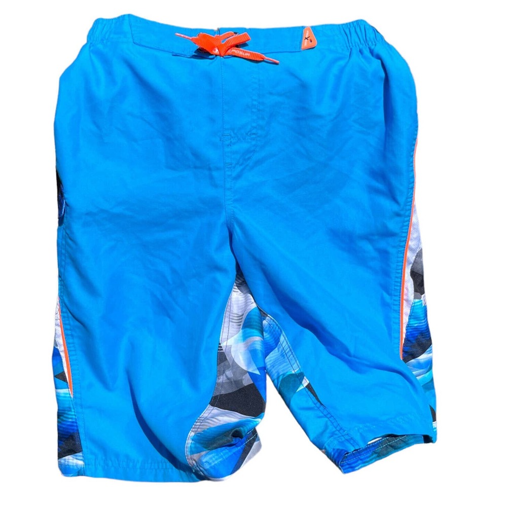 ZeroXposure Boys XL 18/20 Swim Trunks Board Shorts Cargo Blue Black White EUC